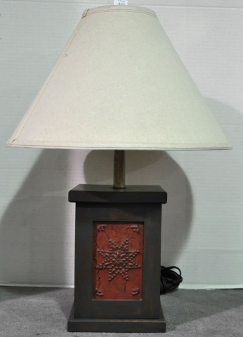 Appraisal: Primitive Style LampWith punched tin base H