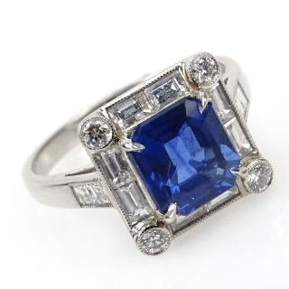 Appraisal: Art Deco style Approx Carat Octagonal Cut Sapphire carat Baguette