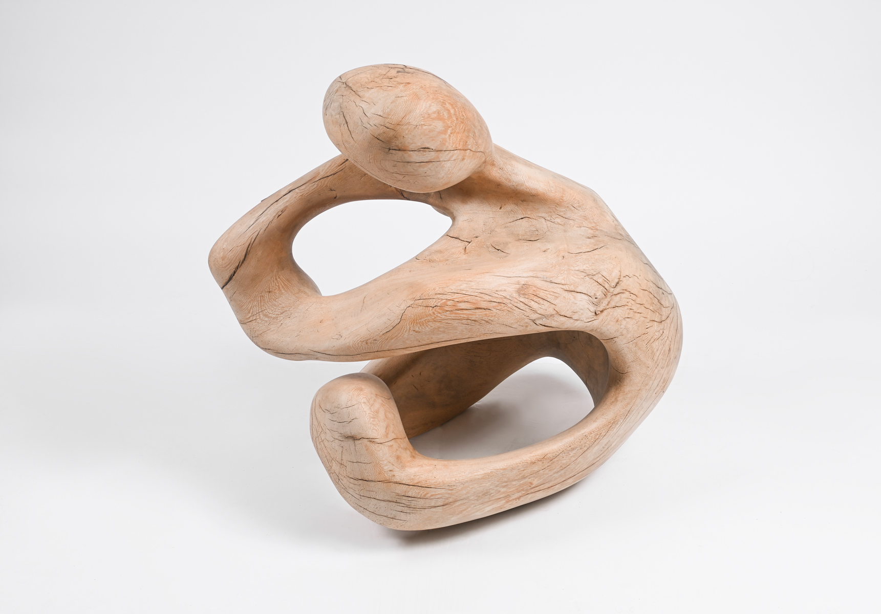 Appraisal: LARGE MID-CENTURY BIOMORPHIC MOTHER AND CHILD WOOD SCULPTURE In the