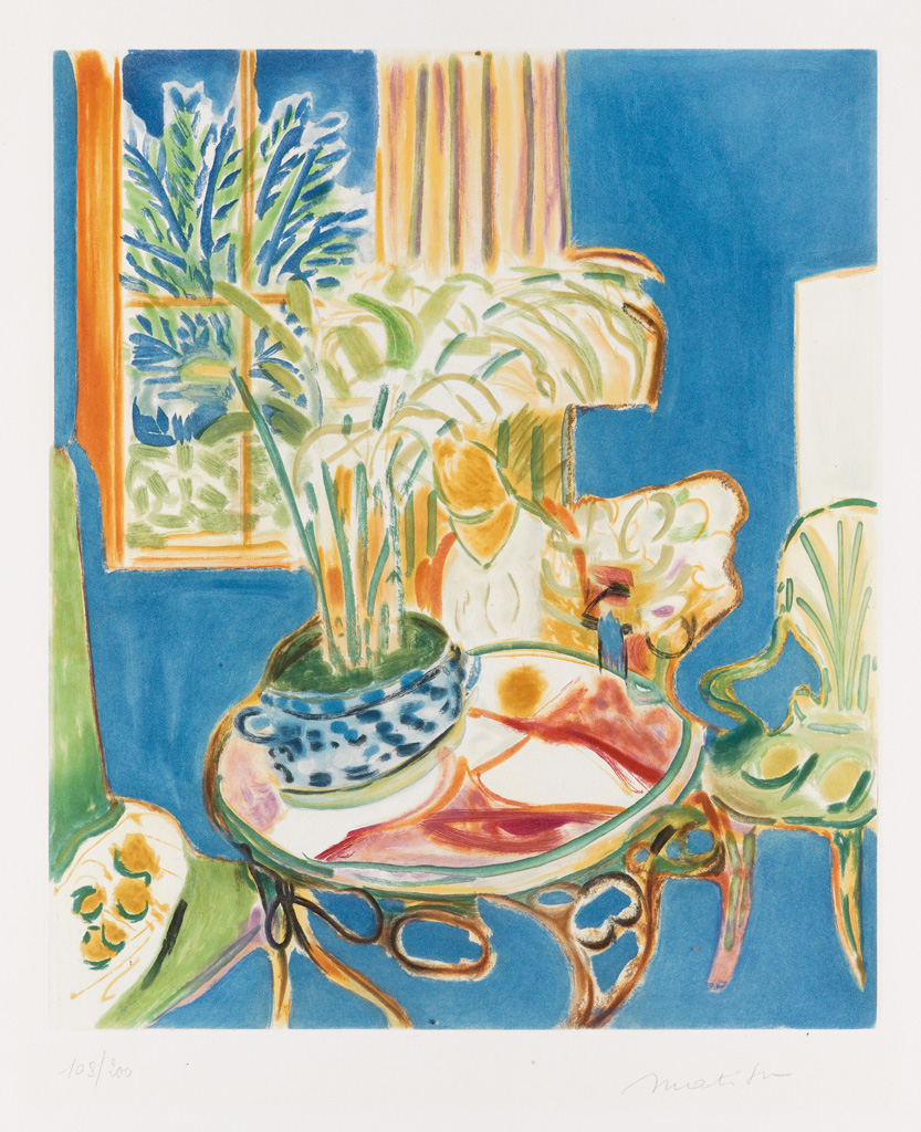 Appraisal: HENRI MATISSE after Petit Int rieur Bleu Color aquatint on