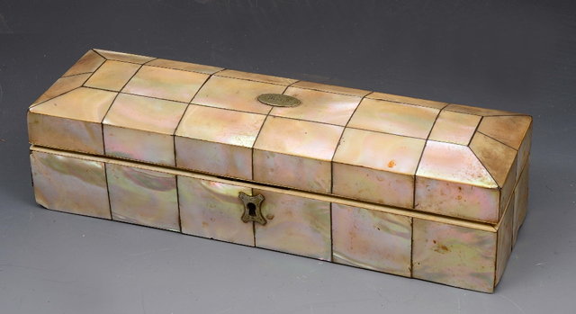 Appraisal: A TH CENTURY MOTHER OF PEARL VENEERED RECTANGULAR BOX cm