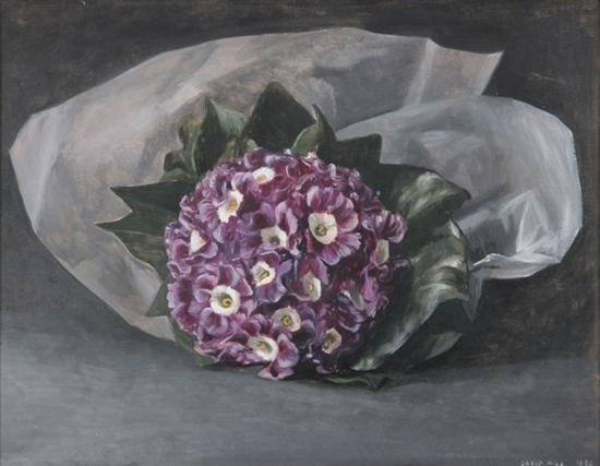 Appraisal: DAVID HILL English th century BOUQUET OF VIOLETS signed and