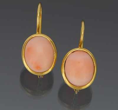 Appraisal: A Pair of Italian k Gold and Angel Skin Coral