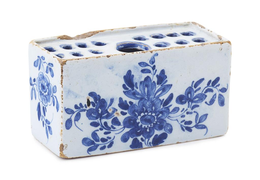 Appraisal: ENGLISH DELFT BLUE AND WHITE FLOWER BRICK TH CENTURY of