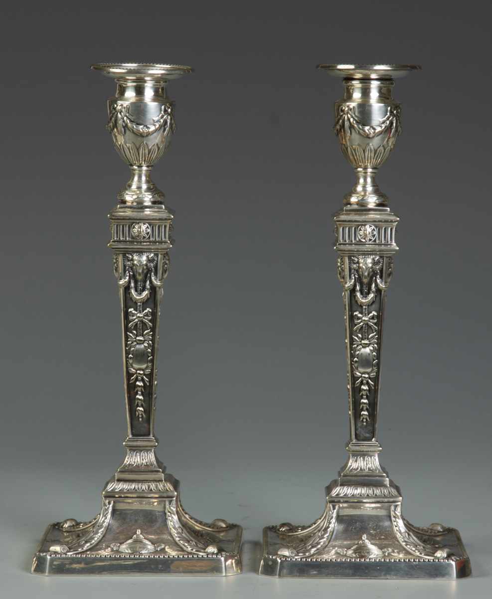 Appraisal: Pair of Silver Plated Candlesticks Pair of Silver Plated Candlesticks