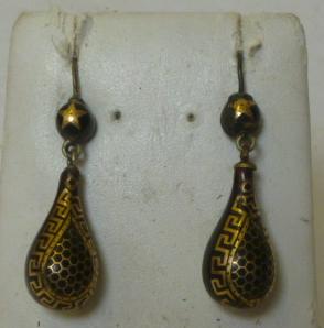 Appraisal: A PAIR OF VICTORIAN TORTOISESHELL EAR PENDANTS having pear drop