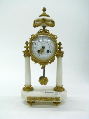 Appraisal: Antique French marble and gold gilt clock signed LeRoux porcelain