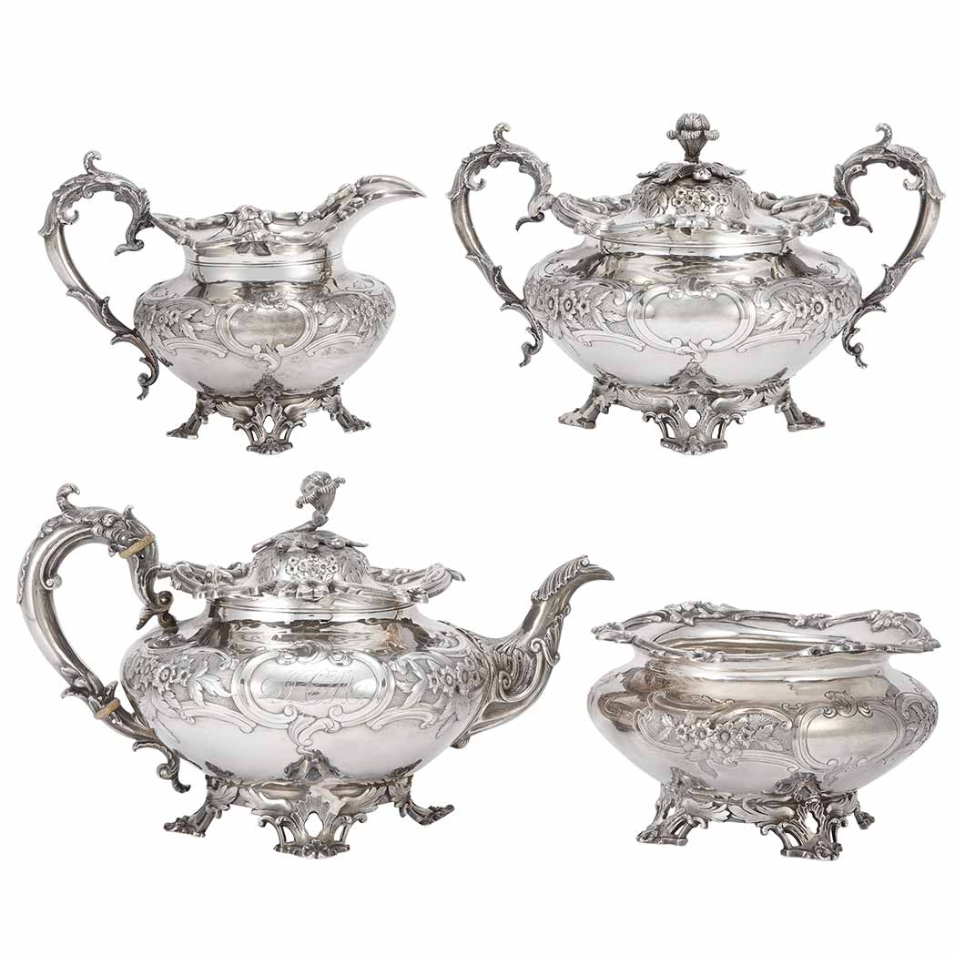 Appraisal: American Coin Silver Tea Service William Forbes for Ball Tompkins