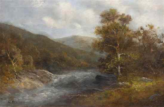 Appraisal: L Fisher American th century Flowing Stream oil on linen