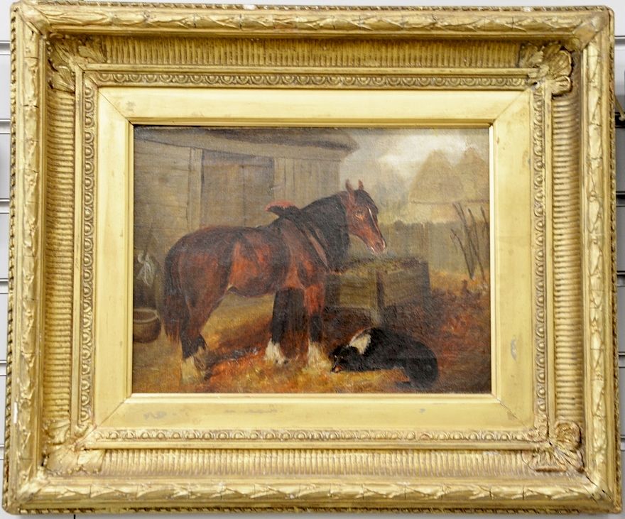 Appraisal: Three equestrian paintings to include pair of oil on board