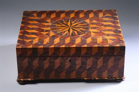 Appraisal: ANGLO-INDIAN INLAID MIXED WOODS JEWEL BOX early th century Parquetry