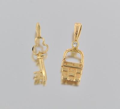 Appraisal: A Pair of k Gold and Diamond Charms k yellow