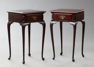 Appraisal: Pair of American Queen Anne Style Carved Mahogany End Tables