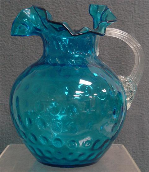 Appraisal: Beacon Glass Company Southern NJ blue thumbprint pattern pitcher clear