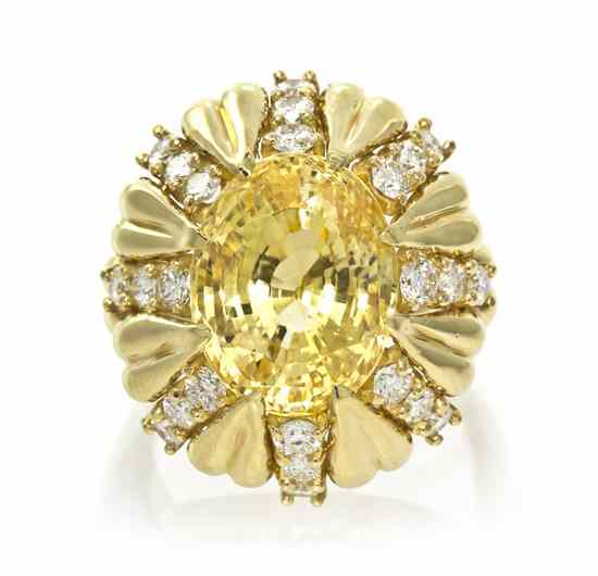 Appraisal: An Karat Yellow Gold Yellow Sapphire and Diamond Ring Verdura