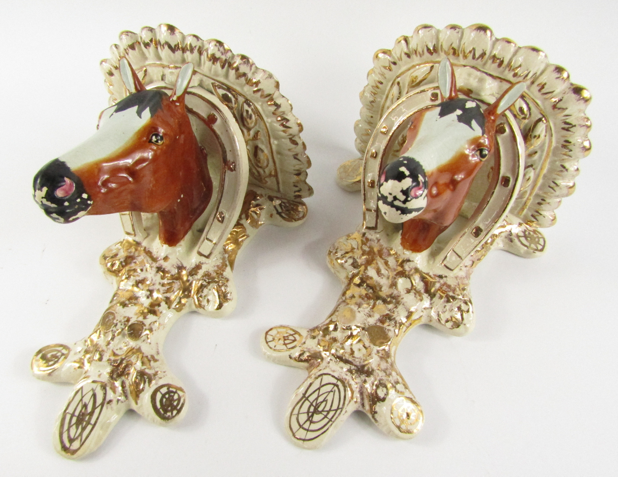 Appraisal: A pair of Staffordshire late thC wall brackets modelled with