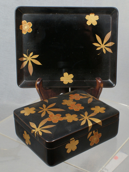 Appraisal: Japanese Lacquer box w tray th c best quality purchased