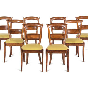 Appraisal: A Set of Eight French Pearwood Dining Chairs Early th