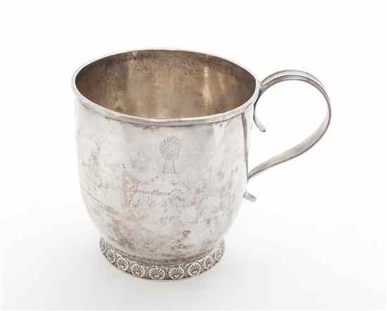 Appraisal: An American Coin Silver Presentation Mug W Thomson dated and