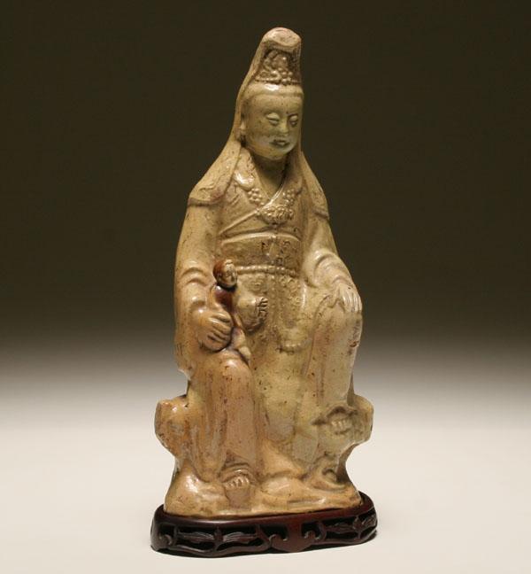 Appraisal: Chinese export ceramic statue of Guanyin holding a child done