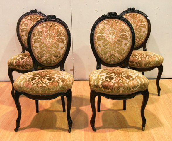 Appraisal: A set of four French transitional style rosewood dining chairs