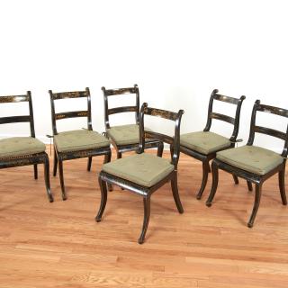 Appraisal: Set black painted Regency dining chairs Set black painted Regency