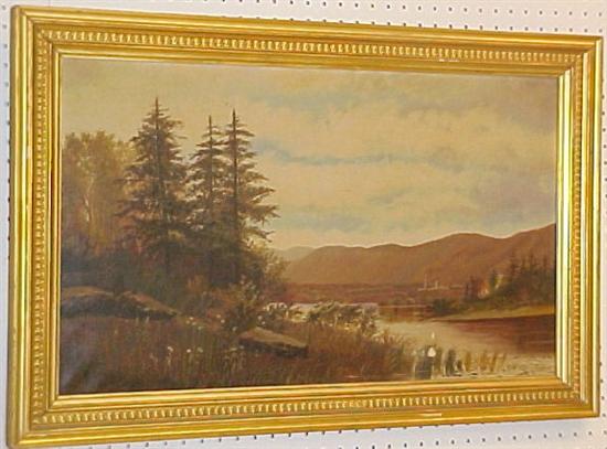 Appraisal: Unsigned oil on canvas landscape framed ss '' h x