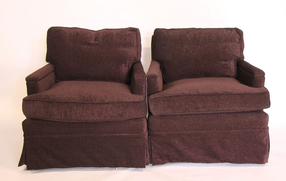 Appraisal: Pair Of vintage Velvet Upholstered Club Chairs From a Bronx