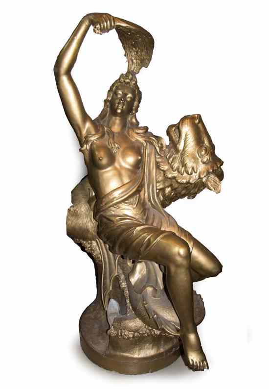 Appraisal: A Cast Gilt Metal Figural Group depicting a draped classical