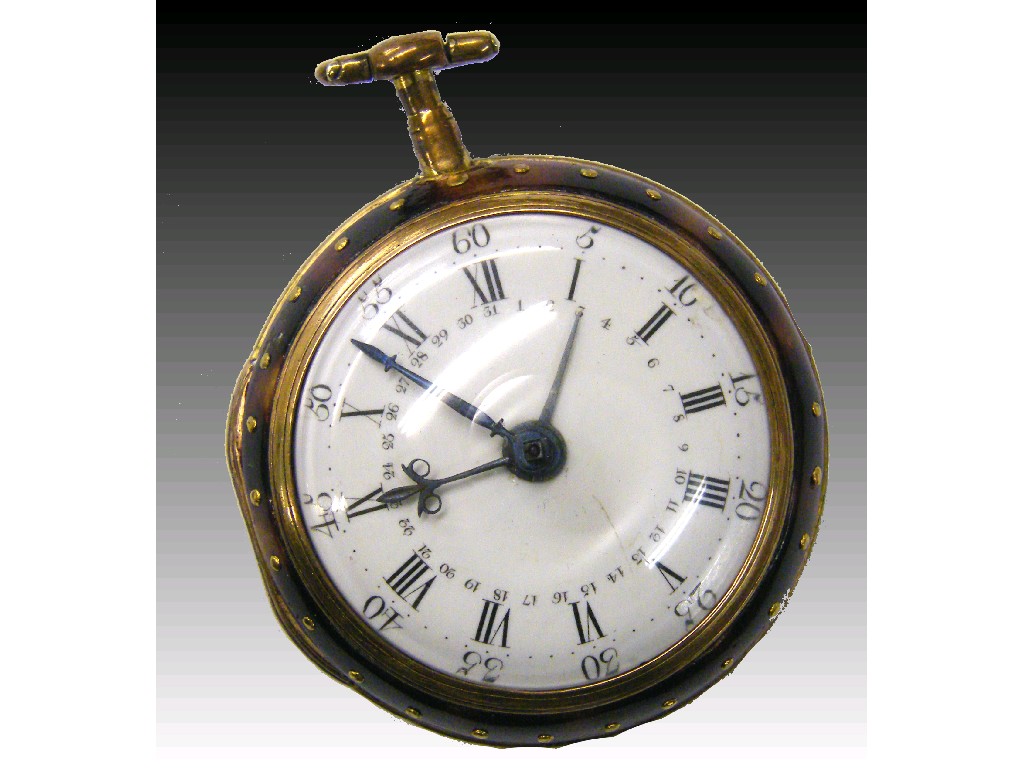 Appraisal: th century gilt and tortoiseshell calendar fusee verge pocket watch