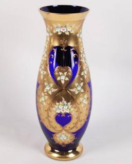 Appraisal: COBALT AND GOLD OVERLAY GLASS VASE COBALT AND GOLD WITH