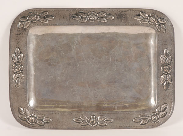 Appraisal: Maciel Mexican sterling silver tray chased and repousse floral border