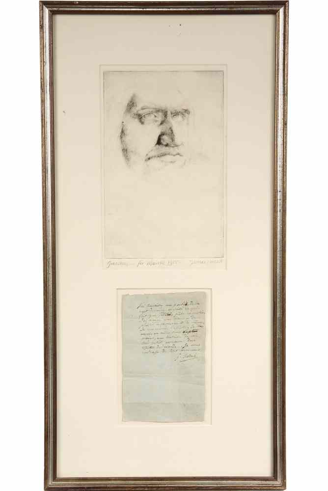 Appraisal: RARE AUTOGRAPH LETTER W ETCHED PORTRAIT - Autograph ALS of