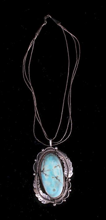 Appraisal: Navajo Liquid Silver Turquoise Necklace For your consideration is a