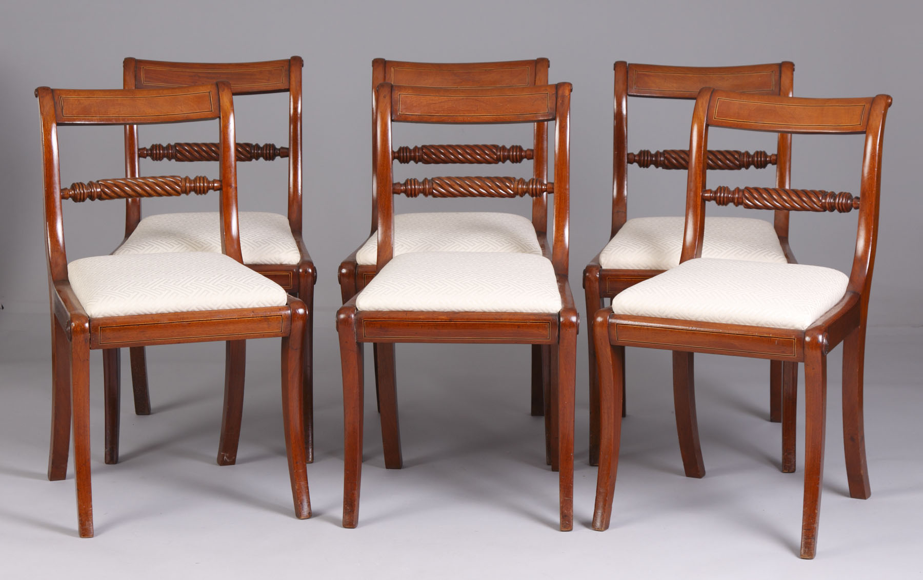 Appraisal: Set of Early th Cent Classical Inlaid Mahogany Dining Chairs