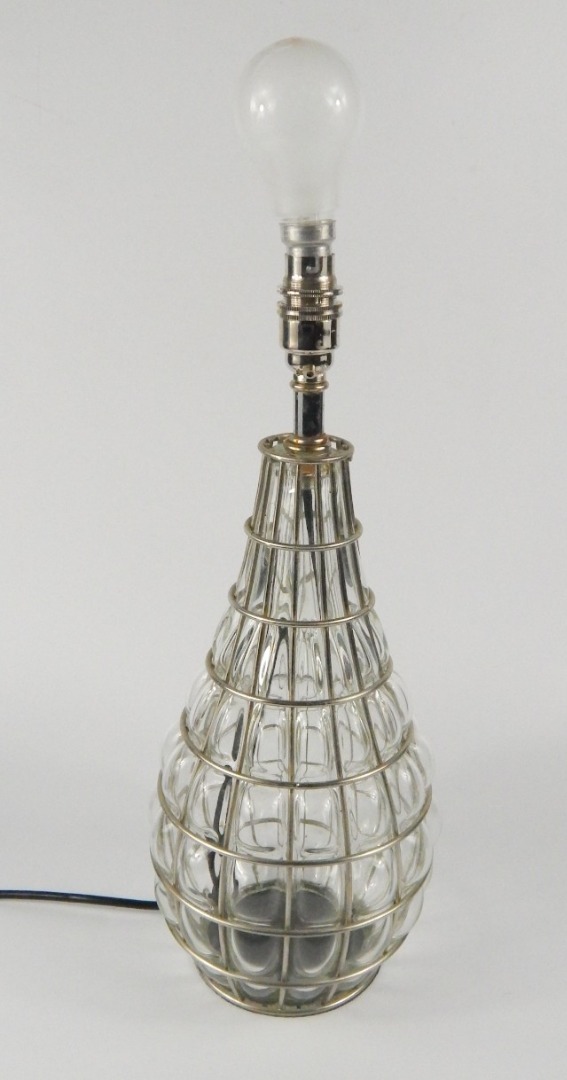 Appraisal: A Murano type caged blown glass mid thC table lamp