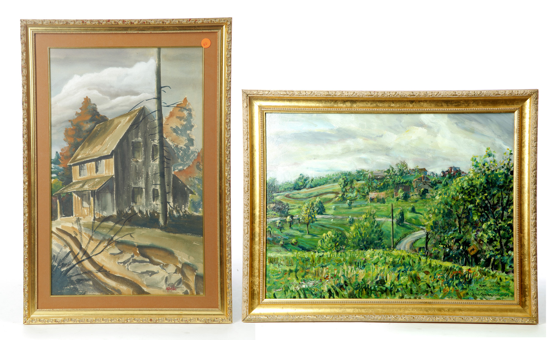 Appraisal: TWO LANDSCAPE PAINTINGS AMERICAN TH CENTURY Oil on board titled