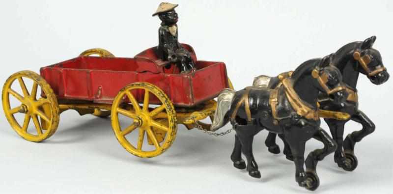 Appraisal: Cast Iron Kenton Horse-Drawn Wagon Toy Includes original African American