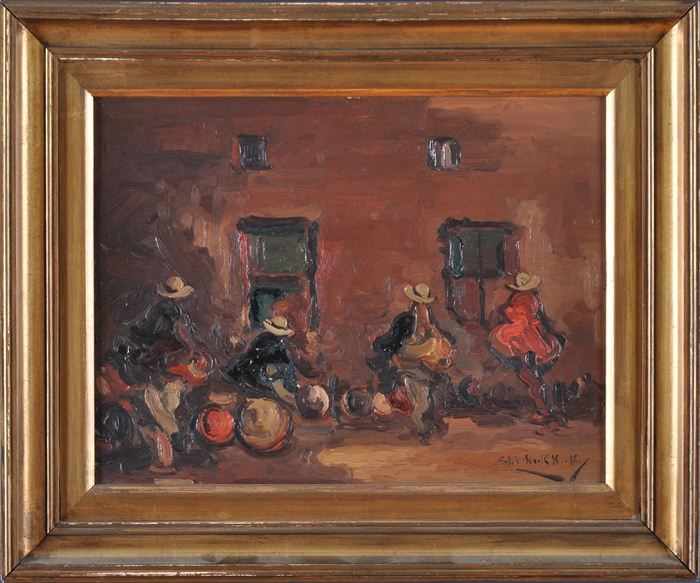 Appraisal: STEPHENS KOEKKOEK - STREET MUSICIANS Oil on board x in