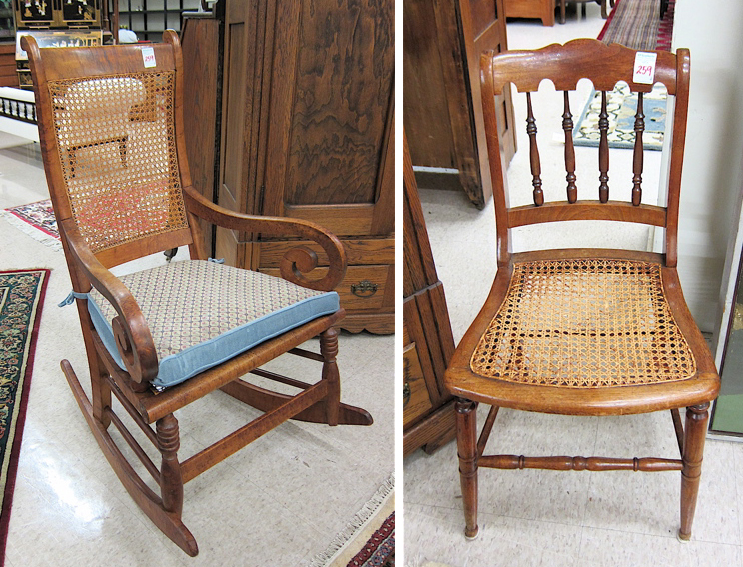 Appraisal: AMERICAN ANTIQUE ROCKING CHAIR AND SIDE CHAIR th century the