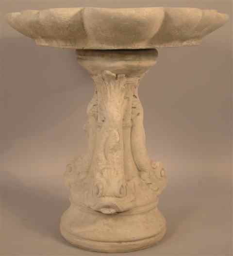 Appraisal: CAST STONE PEDESTAL FOUNTAIN the shell form bowl raised by