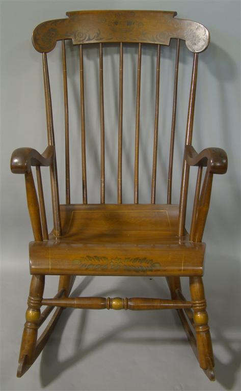 Appraisal: AMERICAN ROCKING CHAIR WITH STENCILED MOTIF