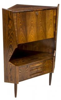 Appraisal: DANISH MID-CENTURY ROSEWOOD CORNER CUPBOARD Danish mid-century modern rosewood corner