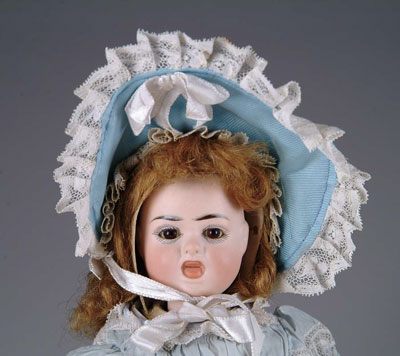 Appraisal: TWO-FACED BISQUE DOLL Probably manufactured by Carl Bergner this two-faced