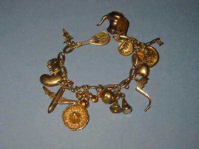 Appraisal: A CT GOLD CHARM BRACELET the oval links hanging with