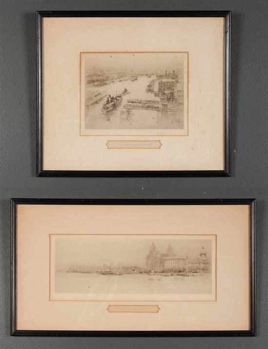 Appraisal: William Walcot British - Two framed etchings ''The River Tyne