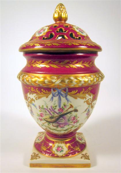 Appraisal: Paris Porcelain gilt and painted pot pourri urnlate th early