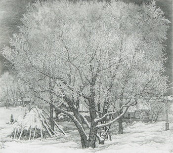 Appraisal: Stanislav Nikireyev Russian - Hoarfrost Near Moscow Etching on paper