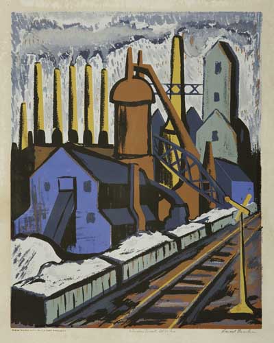 Appraisal: DAVID BURKE Industrial Works Color screenprint circa x mm x