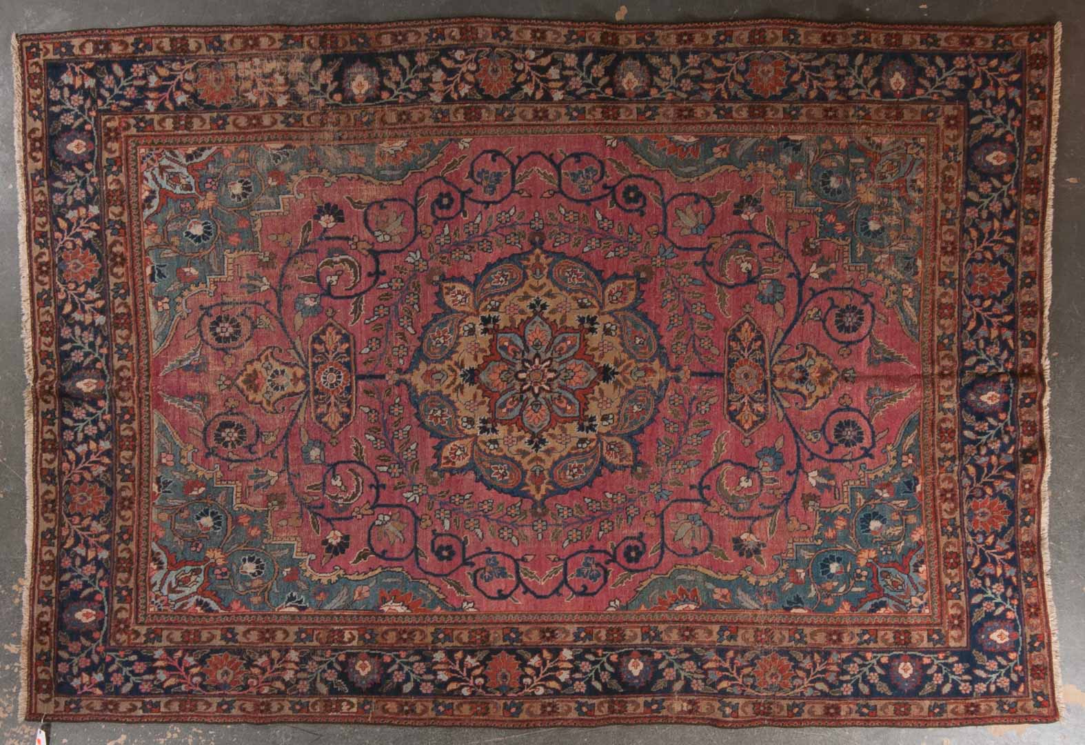 Appraisal: Semi-antique Tabriz rug approx x Iran circa Condition Worn